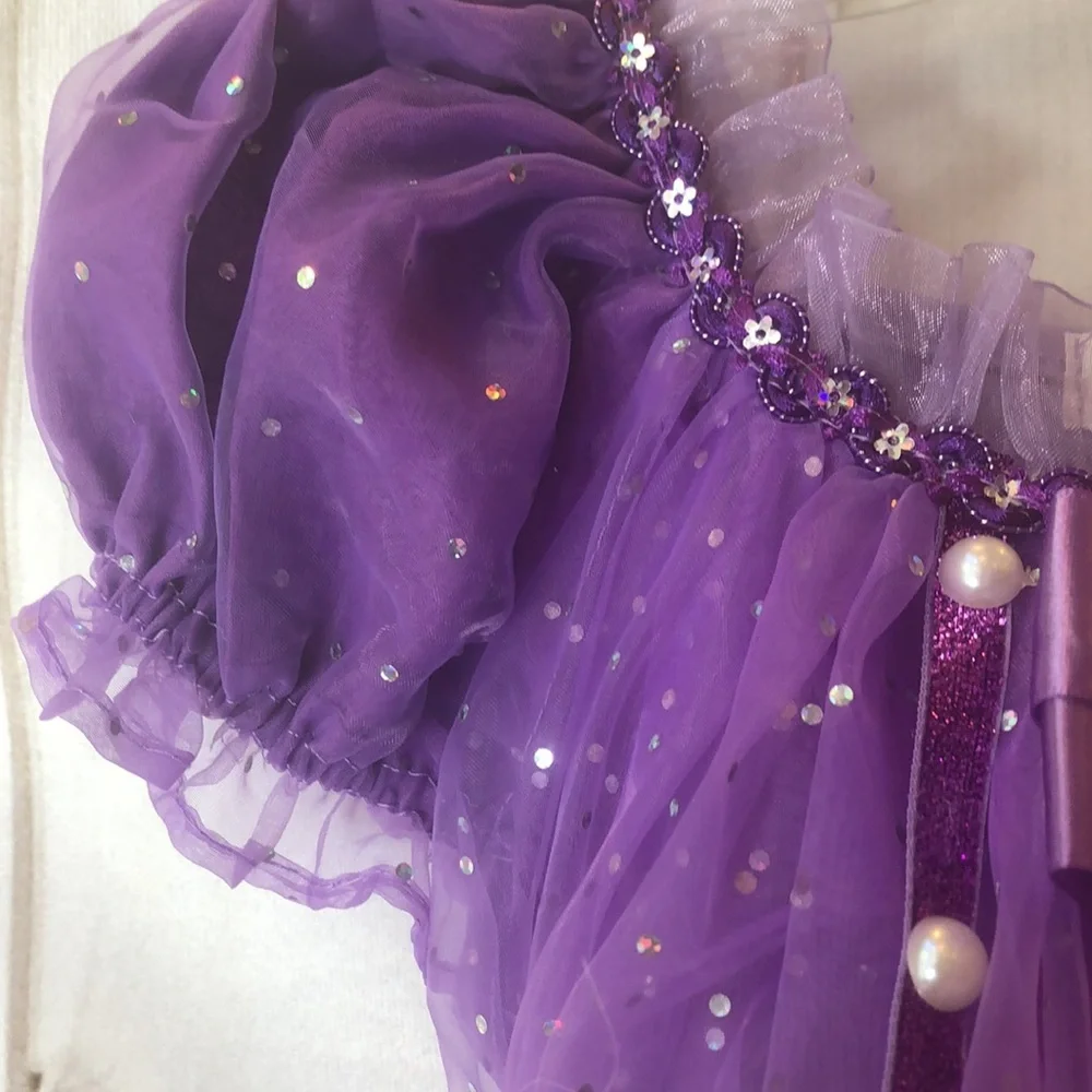 Purple Embellished Costume Layered Dress Princess Sophia 130- 5/6 Plus Free Doll - Picture 5 of 16